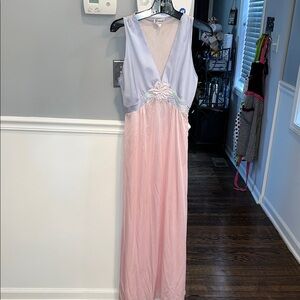 Vintage Two-Tone Pastel V-Neck Satin Chemise by Yolanda